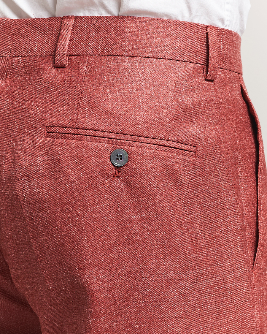 Men | Trousers | Oscar Jacobson | Del S Wool/Silk/Linen Trousers Red