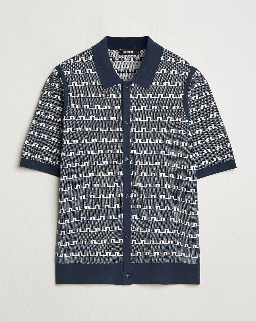 Men | Shirts | J.Lindeberg | Rolando Logo Jacquard Polo Navy