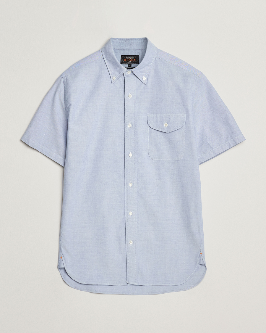 Men | Shirts | BEAMS PLUS | Short Sleeve Oxford Shirt Light Blue